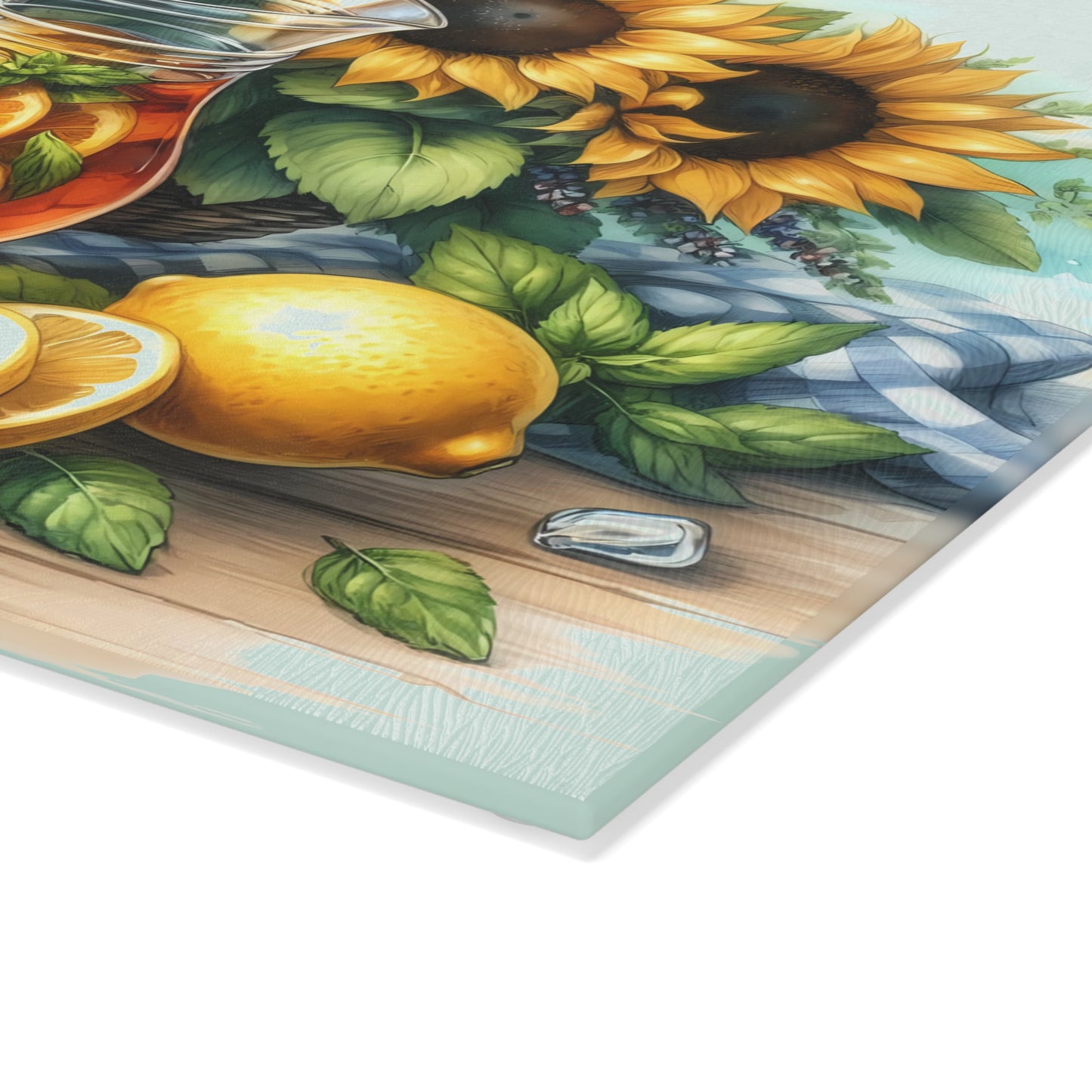 🍋 Sunflower Citrus Tea Cutting Board – Fresh Summer Flavor for Your Kitchen