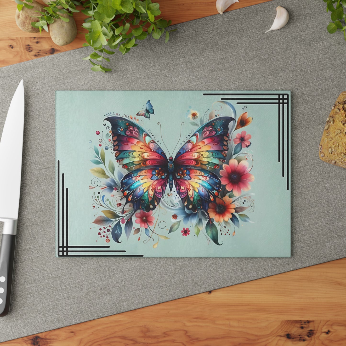Tabla de cortar personalizada, regalo de boda, regalo de cumpleaños para mujer, nueva decoración para el hogar, tabla de cortar personalizada, diseño personalizado, mariposa, regalo personalizado para ella