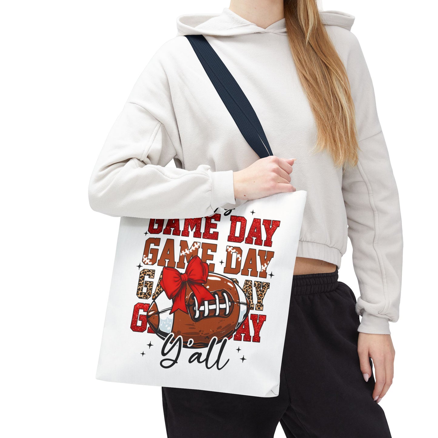 🏈 Game Day Red Bow Football Tote Bag – Sporty, Stylish, and Ready for Kickoff 🎀👜