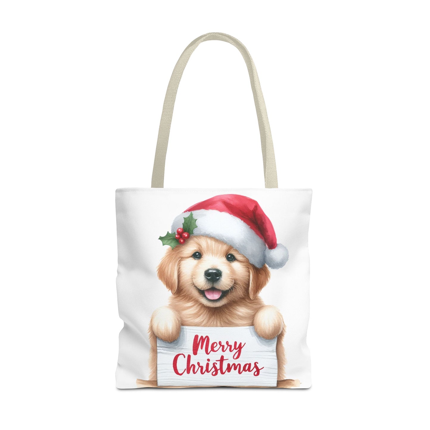 🐾 Golden Retriever “Merry Christmas” Tote Bag – Holiday Cheer in Every Carry 🎄