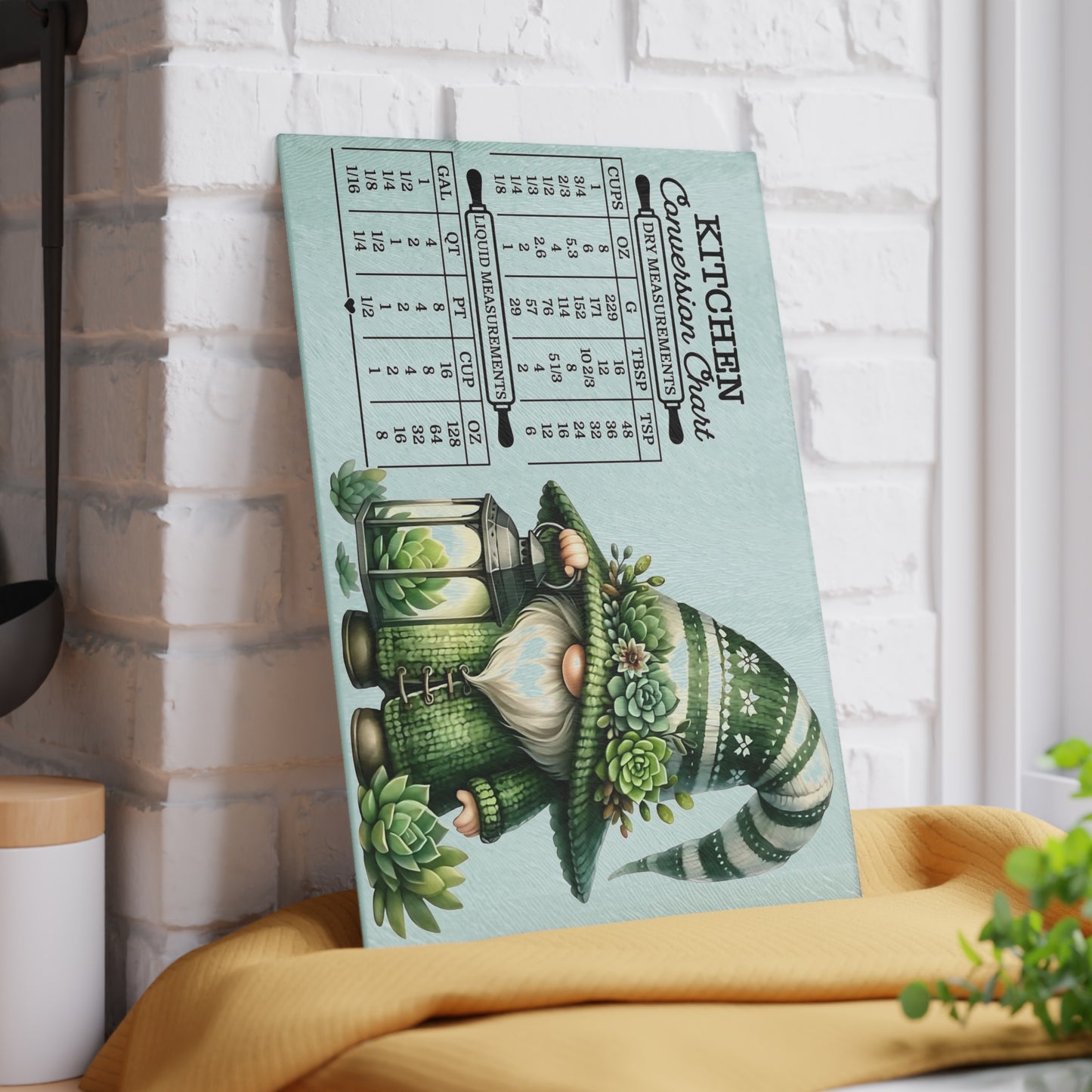 🎄🧑🍳 Green Gnome Kitchen Conversion Cutting Board – Whimsical Holiday Helper with Succulent Charm 🌱✨