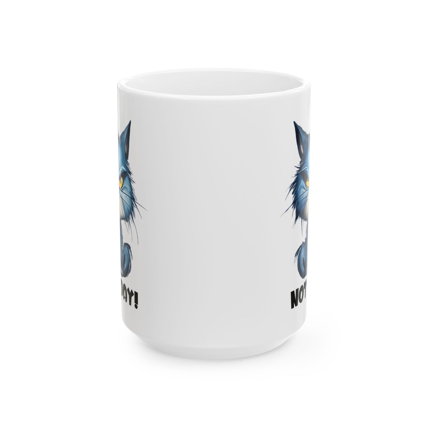 😾 Hoy no – Taza de gato azul gruñón para mañanas de buen humor