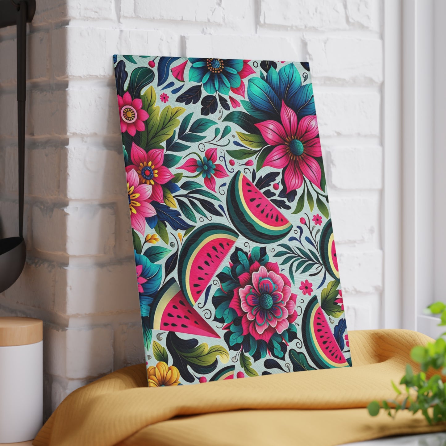🍉🌺 Watermelon Floral Cutting Board – Summer Freshness Meets Vibrant Charm 🌸🌿