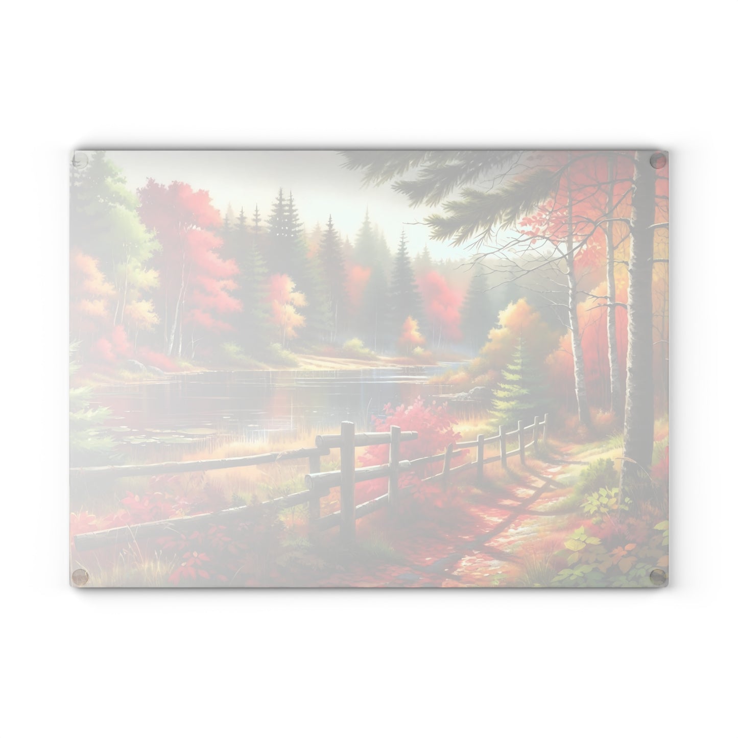🍂 Autumn Lake Path Cutting Board – Tranquil Forest Beauty for Your Fall Kitchen
