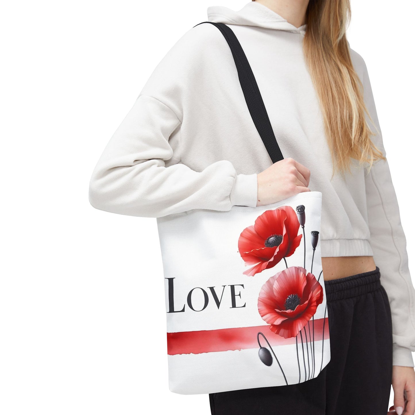 ❤️ Bolso Tote Floral Rojo “Love” – Atrevido, Hermoso y Lleno de Corazón