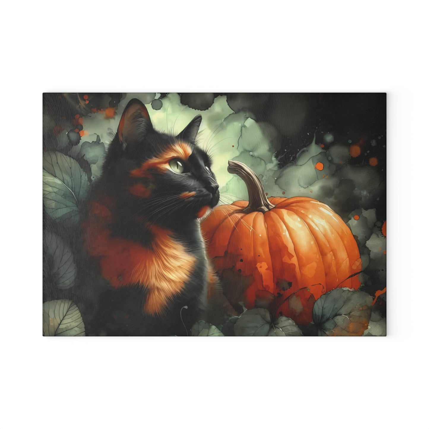 ๐ค๐ Spooky Black Cat & Pumpkin Cutting Board โ Haunted Elegance for Your Kitchen ๐๐ค
