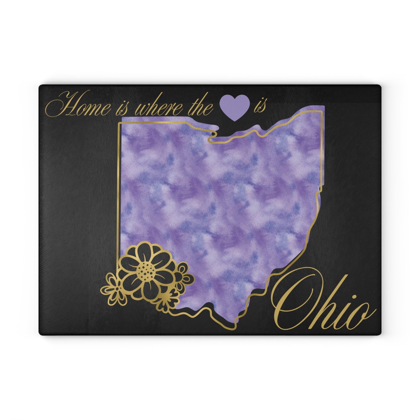 💜 Ohio State Cutting Board – Soft Purple Pride with Floral Heart Elegance