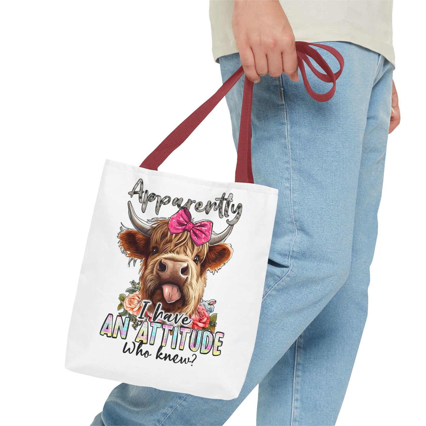 🐄 Al parecer, tengo actitud: bolso tote Sassy Cow con lazo rosa 🌸