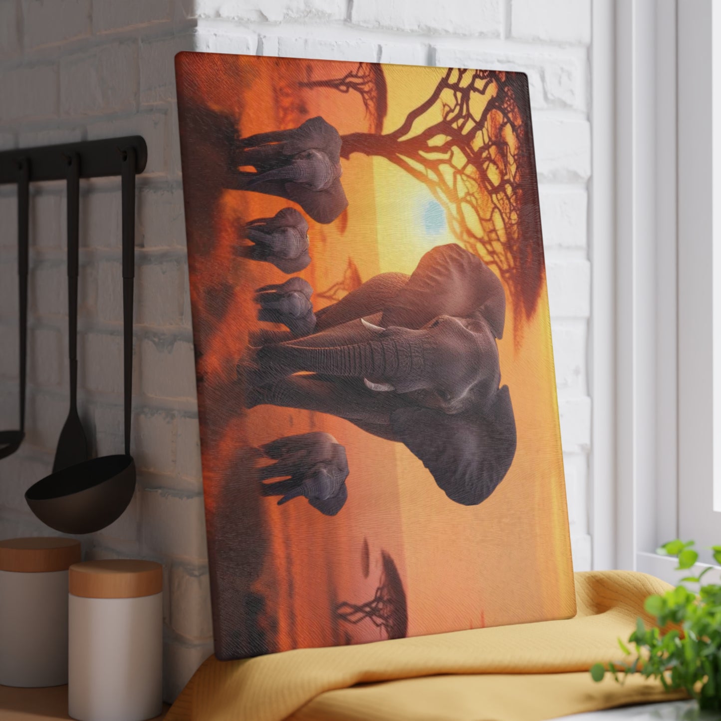 Tabla de cortar de elefante, elefantes bebés, decoración de vida silvestre, cocina con temática animal, regalo familiar, temática de safari, tabla de charcutería, amante de los elefantes