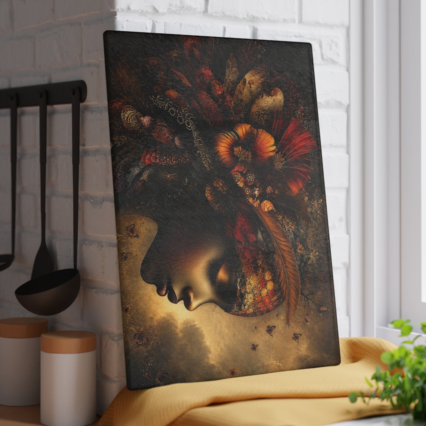 Midnight Bohemian Muse Glass Cutting Board