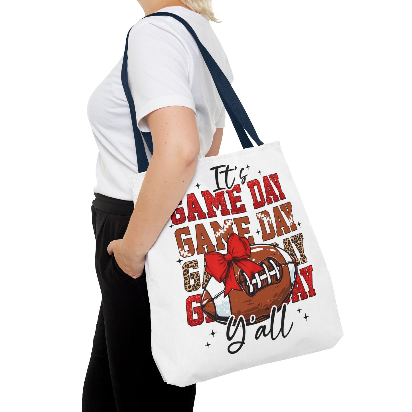 🏈 Game Day Red Bow Football Tote Bag – Sporty, Stylish, and Ready for Kickoff 🎀👜