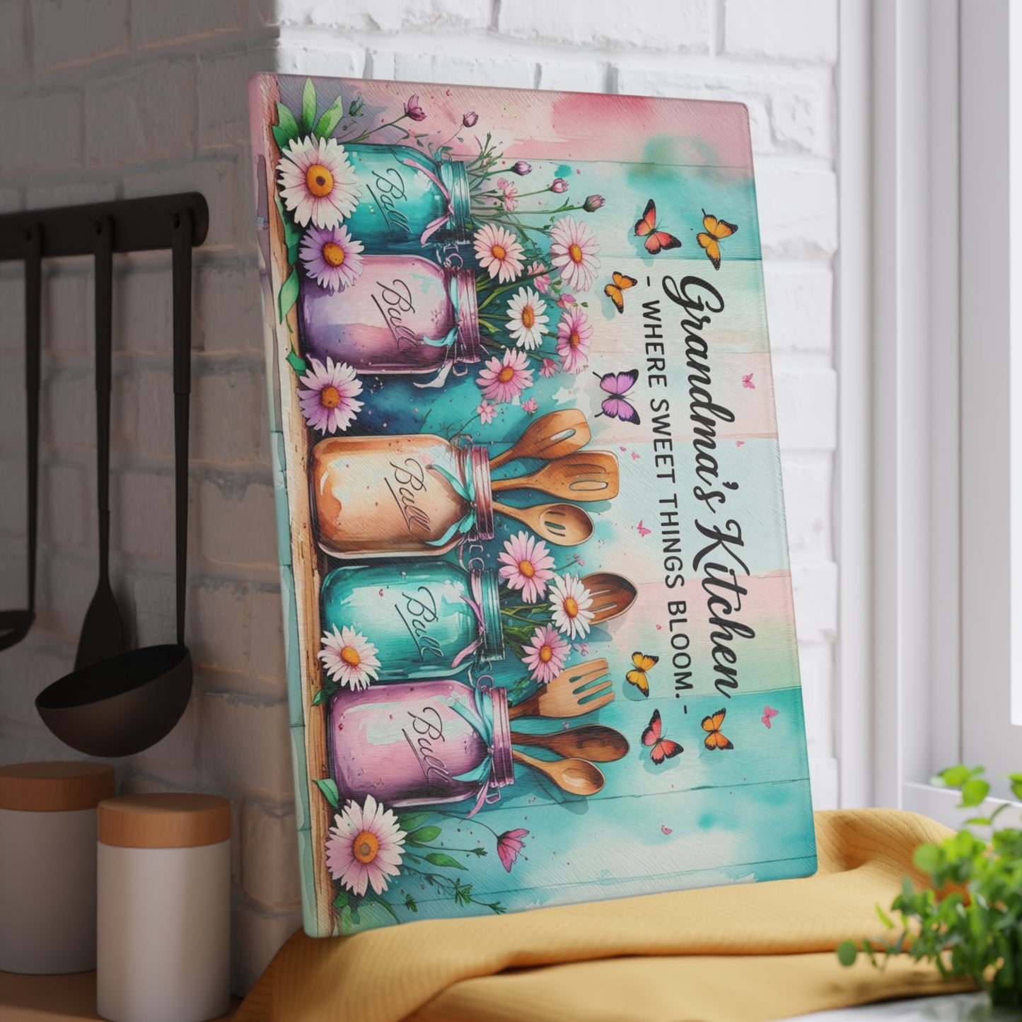 🌸 Grandma’s Kitchen Cutting Board – Where Sweet Things Bloom