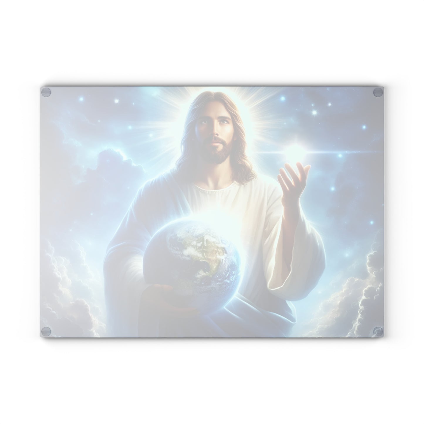 Tabla de cortar de Jesús, tabla de charcutería, tabla de cortar única, tabla de cortar de vidrio templado, regalo de inauguración de la casa, tabla de cortar personalizada