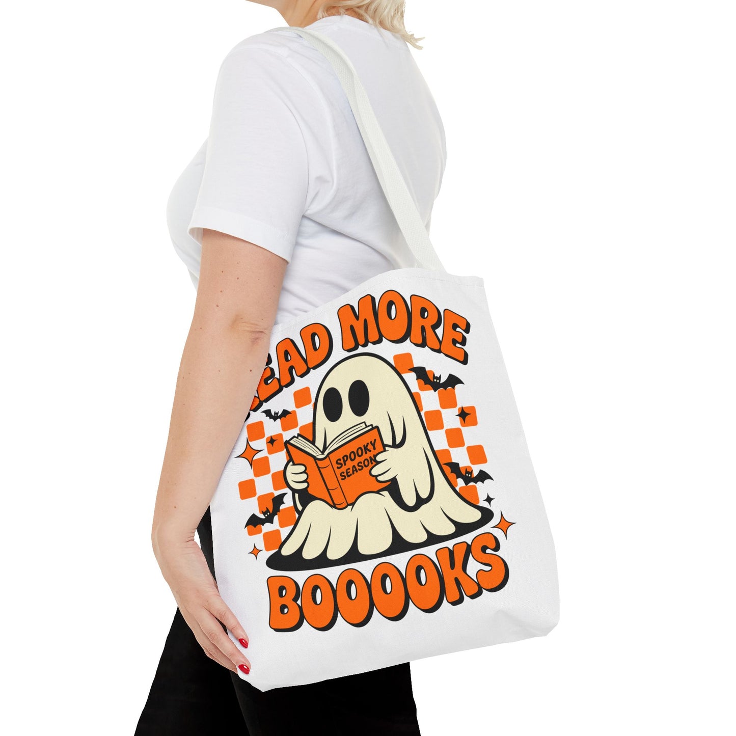 ๐ Read More Booooks Halloween Tote Bag โ Spooky Reads in Style ๐ป๐