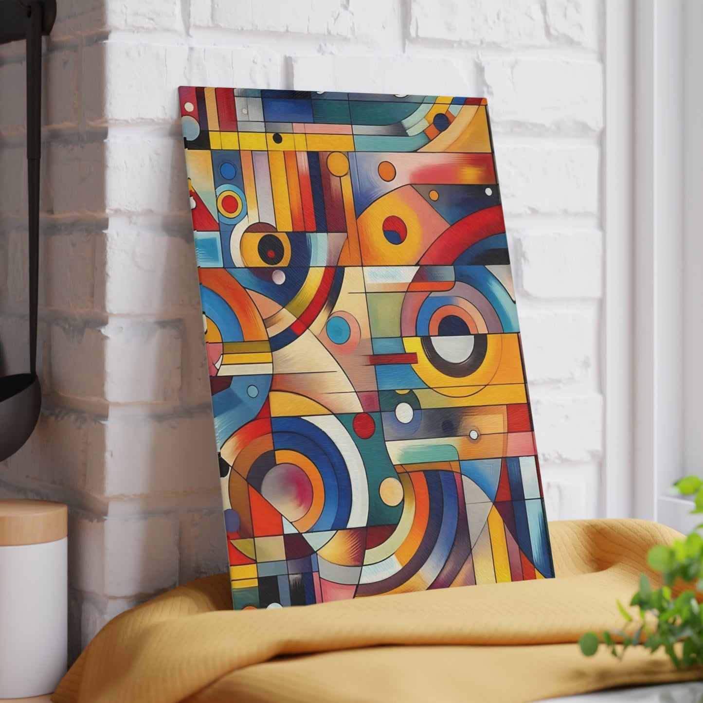 Tabla de cortar - Diseño abstracto multicolor, tabla de cortar de vidrio templado, tabla para charcutería, tabla de cortar, regalo de inauguración de la casa, tabla de cortar personalizada, rústica