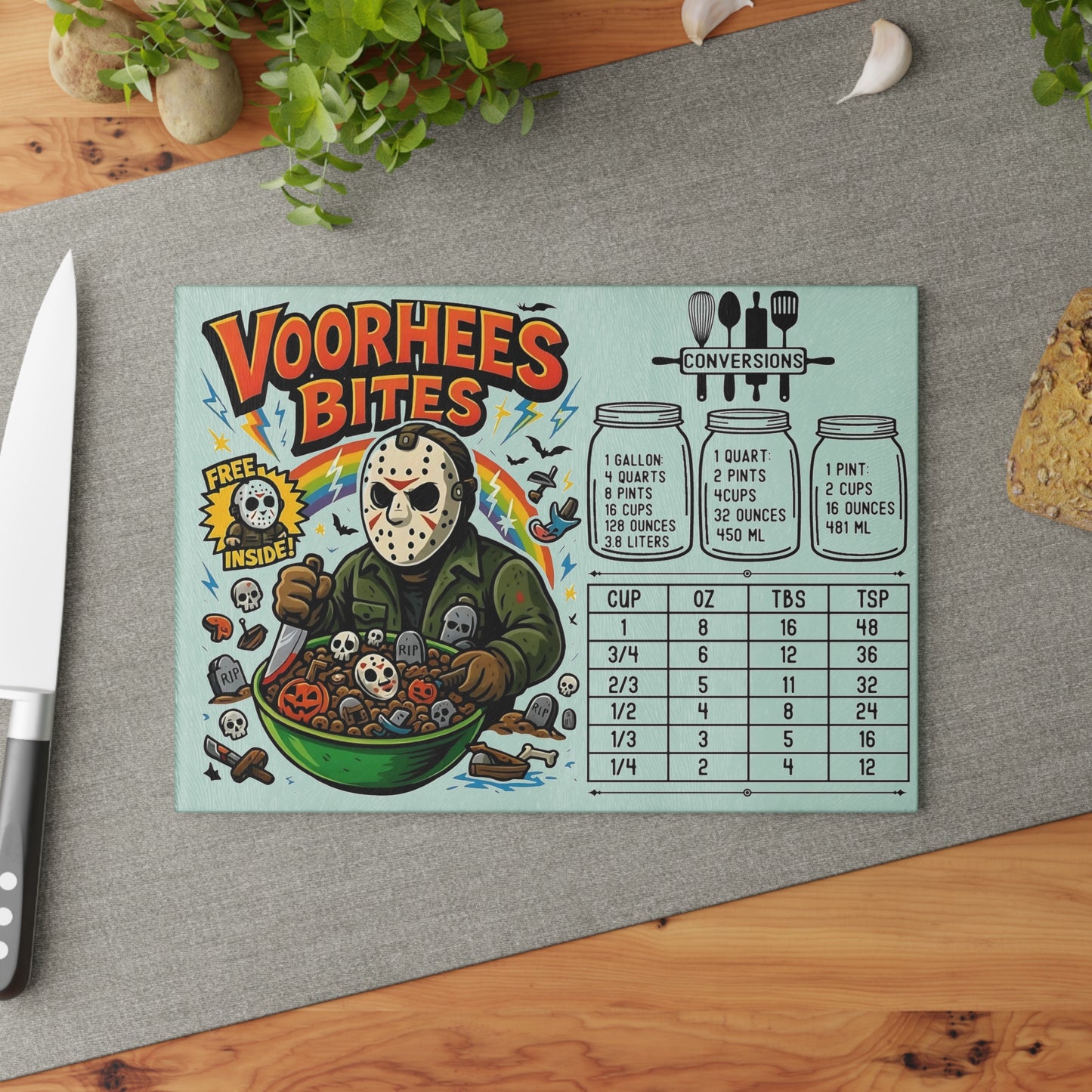 🔪 Voorhees Bites Cutting Board – Killer Crunch with a Side of Chaos 🩸🥣