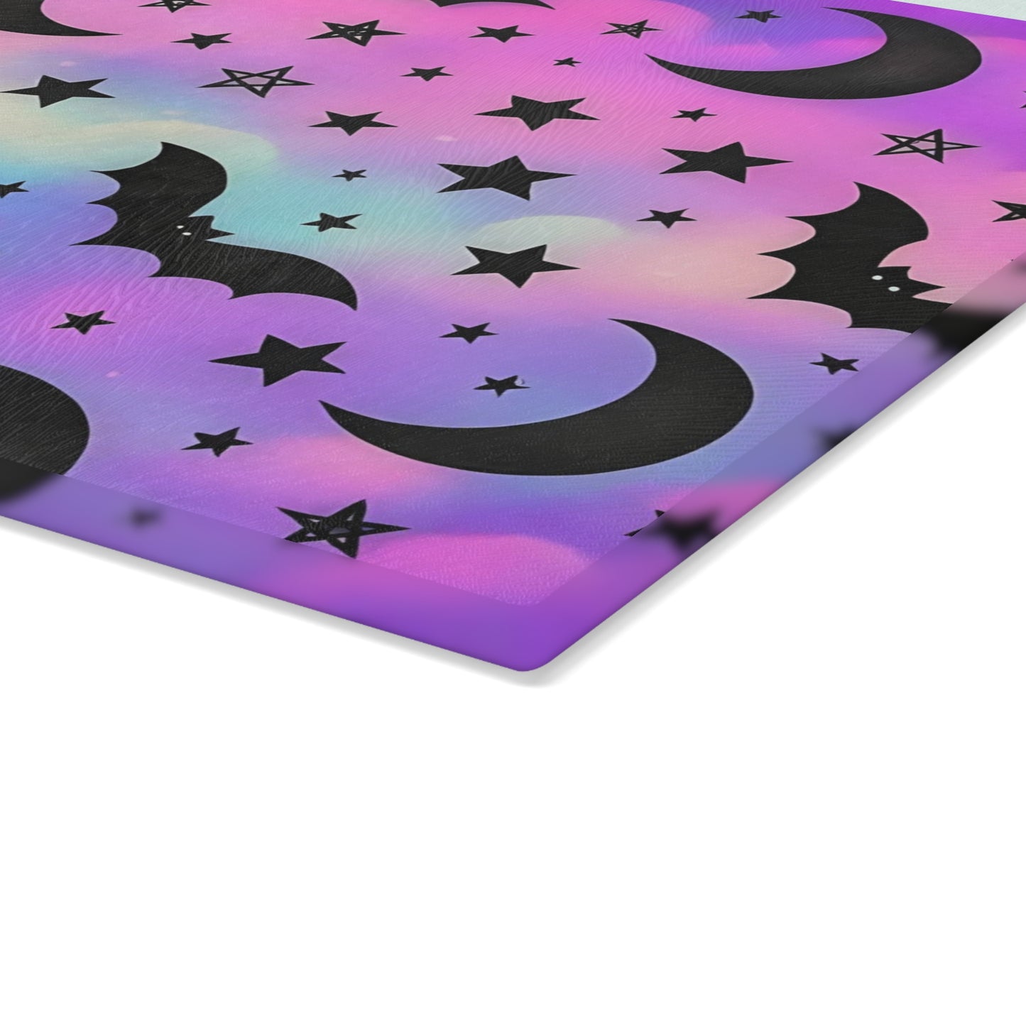 🦇 Pastel Halloween Sky Cutting Board – Spooky Cute Bats & Moons on Dreamy Clouds