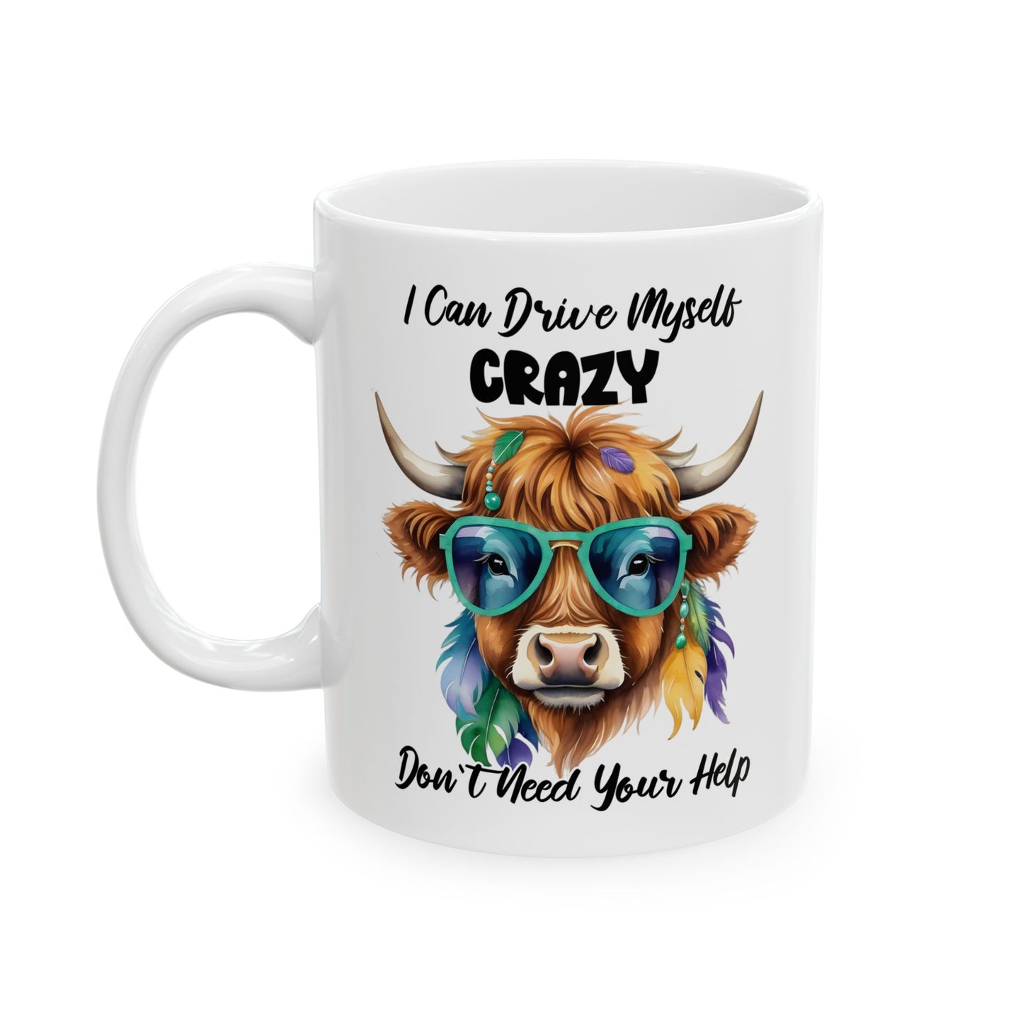 🐄 No necesito tu ayuda – Taza de café con una vaca de las Highlands atrevida 🕶️
