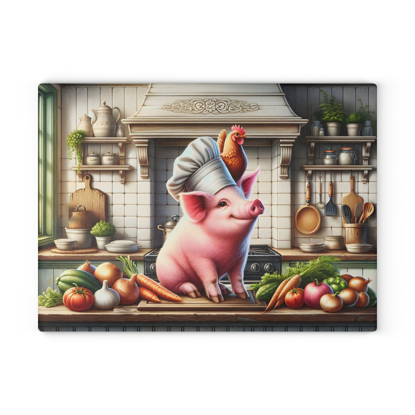 🐷 Farmhouse Chef Pig Cutting Board – Whimsy & Culinary Country Charm