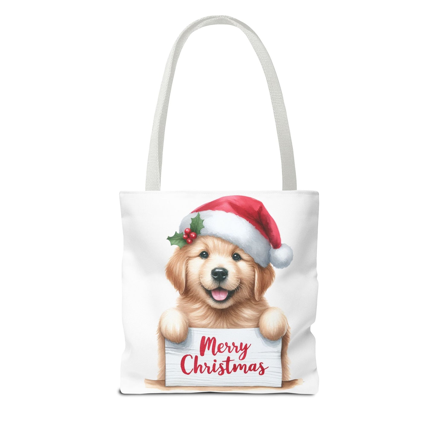 🐾 Golden Retriever “Merry Christmas” Tote Bag – Holiday Cheer in Every Carry 🎄