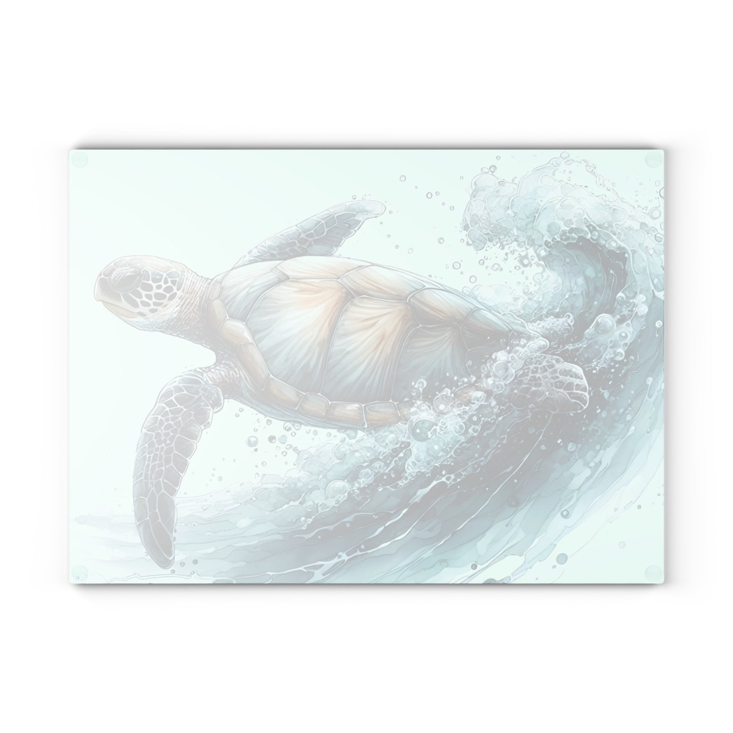 Tabla de cortar Ocean Rider con diseño de tortuga marina: elegancia costera y serena para tu cocina