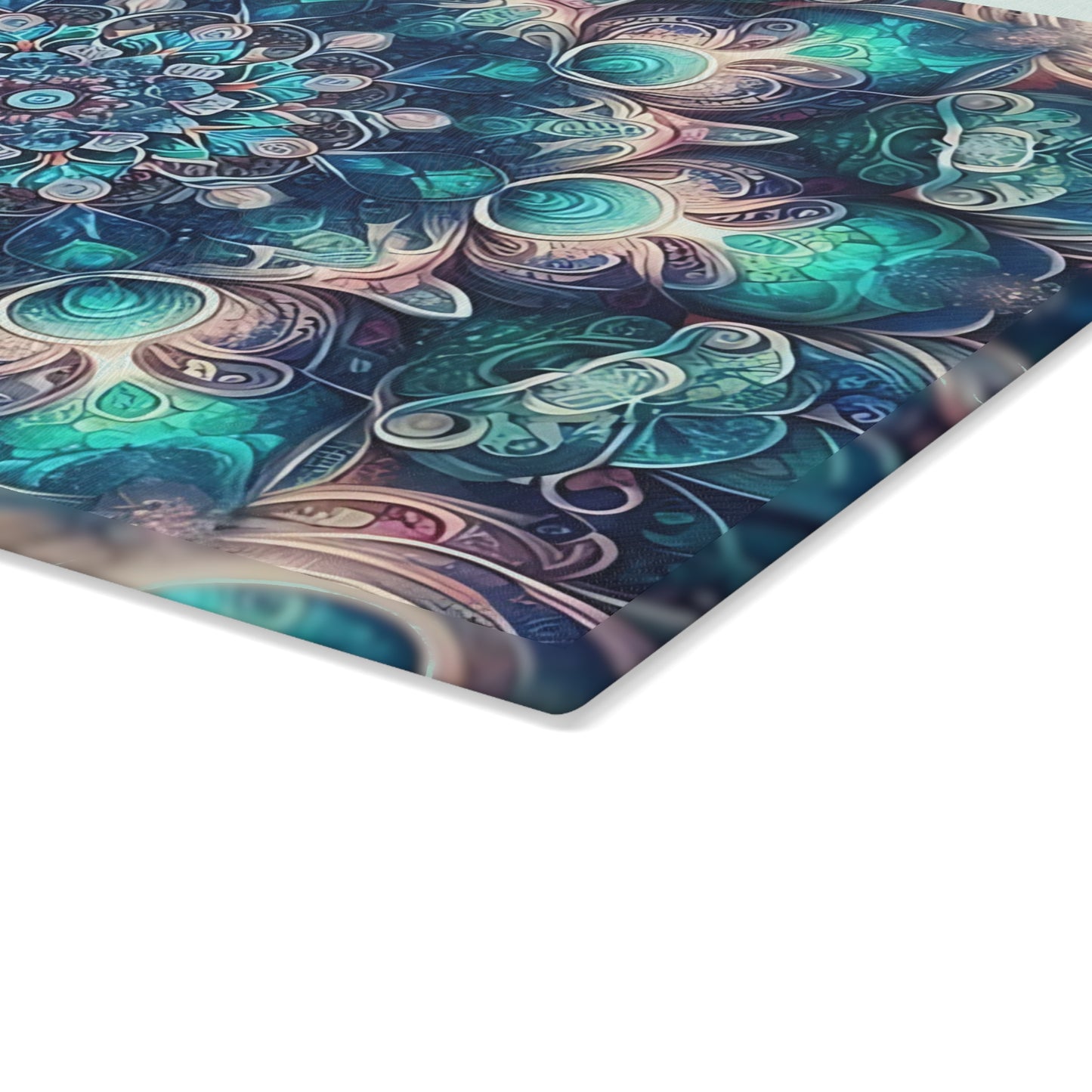 Tabla de cortar de vidrio templado con arte abstracto | Decoración de cocina moderna | Pieza de exhibición artística