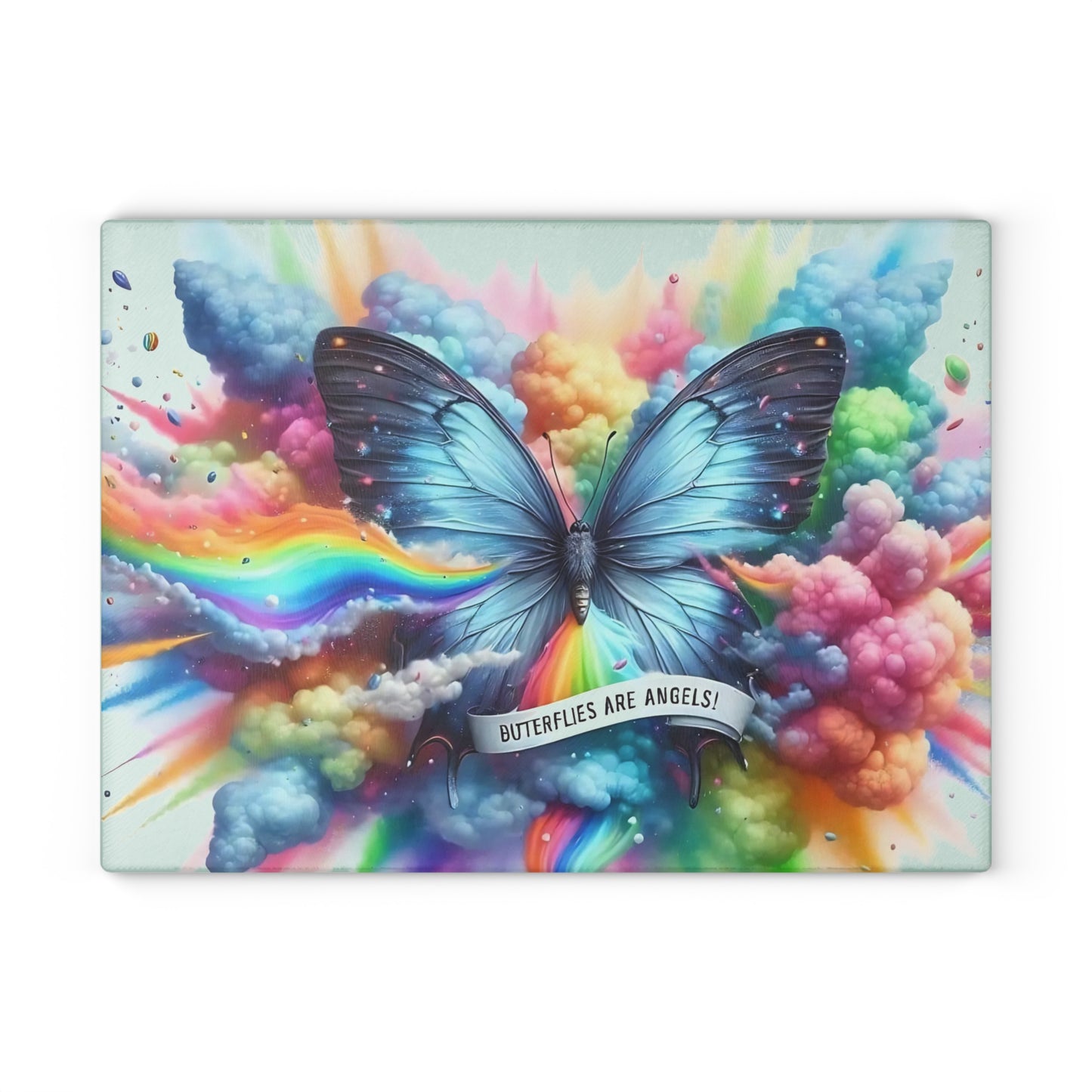 🦋🌈 Butterflies Are Angels Cutting Board – Vibrant Tribute with Heavenly Color Bursts