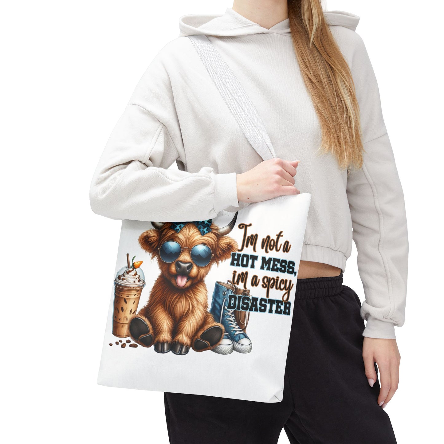 Bolsa de tela Highland Cow: «No soy un desastre picante, soy un desastre picante».