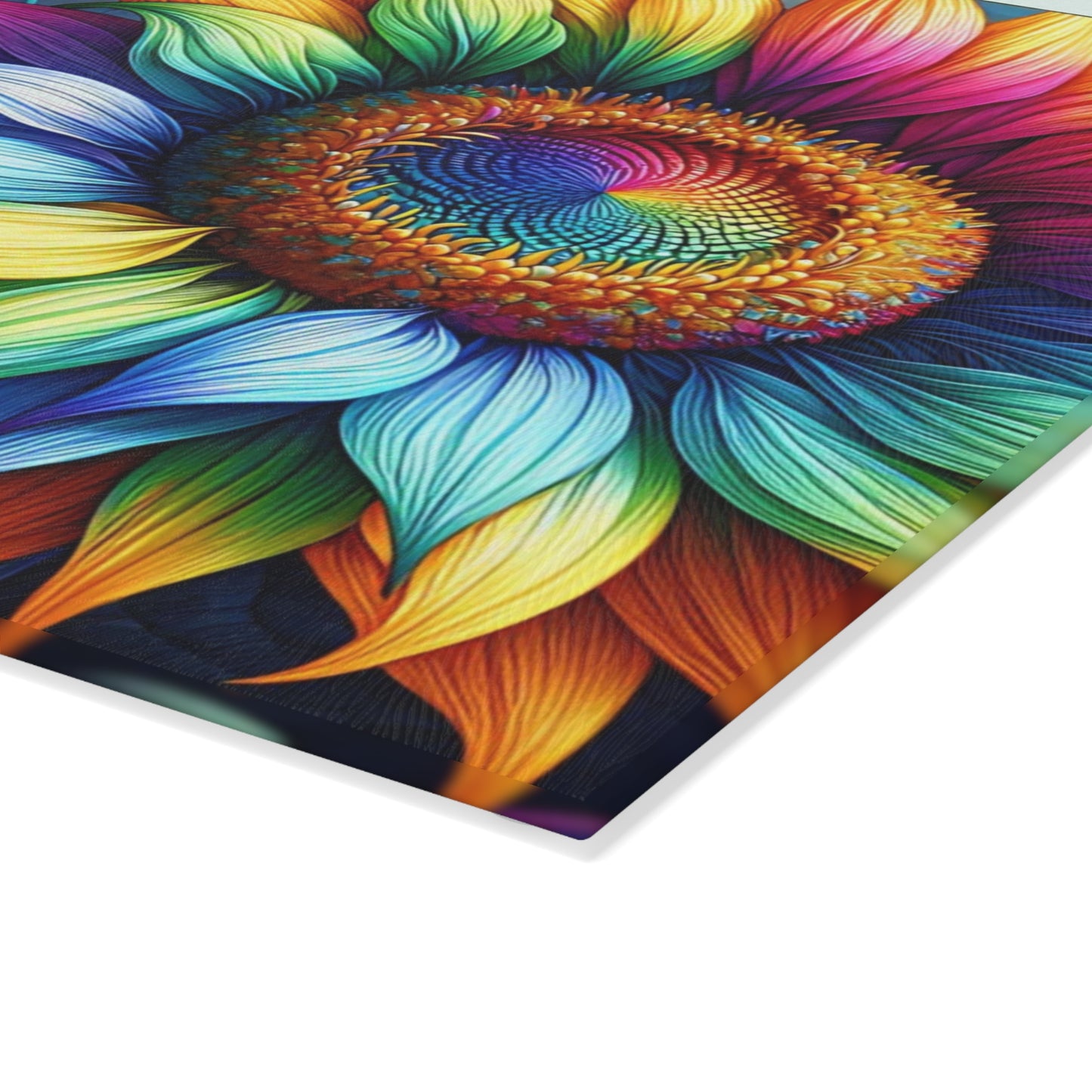 🌻🌈 Rainbow Sunflower Cutting Board – Vibrant Farmhouse Charm for Your Kitchen 🌈🌻