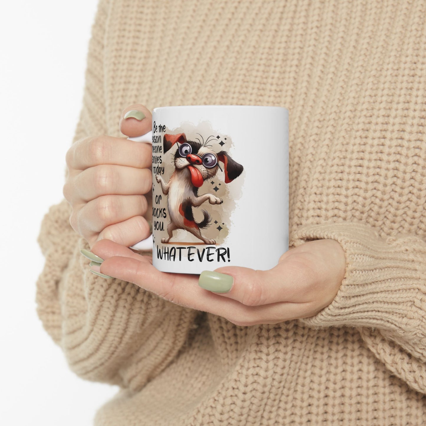 Taza de café "Sé la razón por la que alguien sonríe hoy": ¡un cachorro atrevido con actitud!