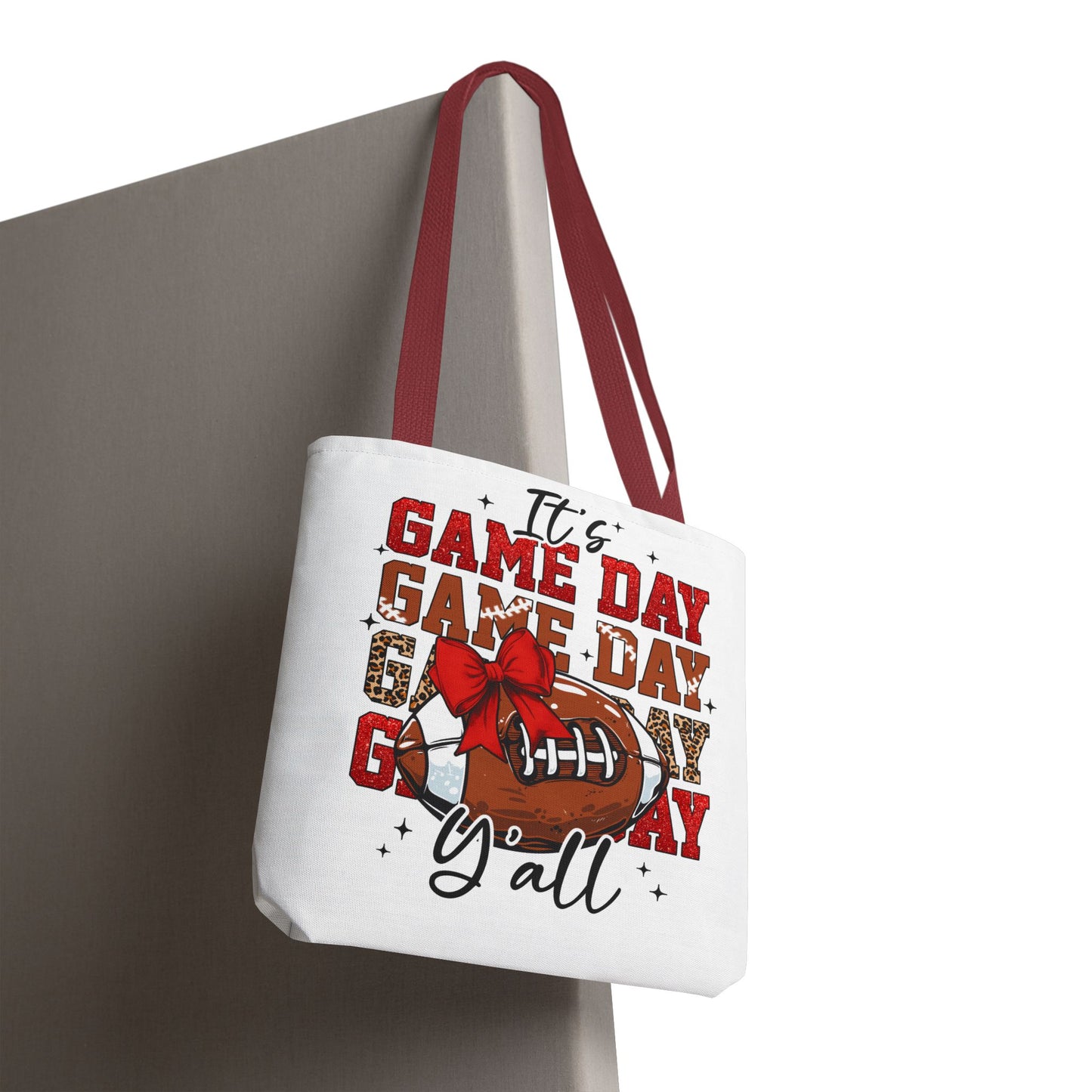 🏈 Game Day Red Bow Football Tote Bag – Sporty, Stylish, and Ready for Kickoff 🎀👜