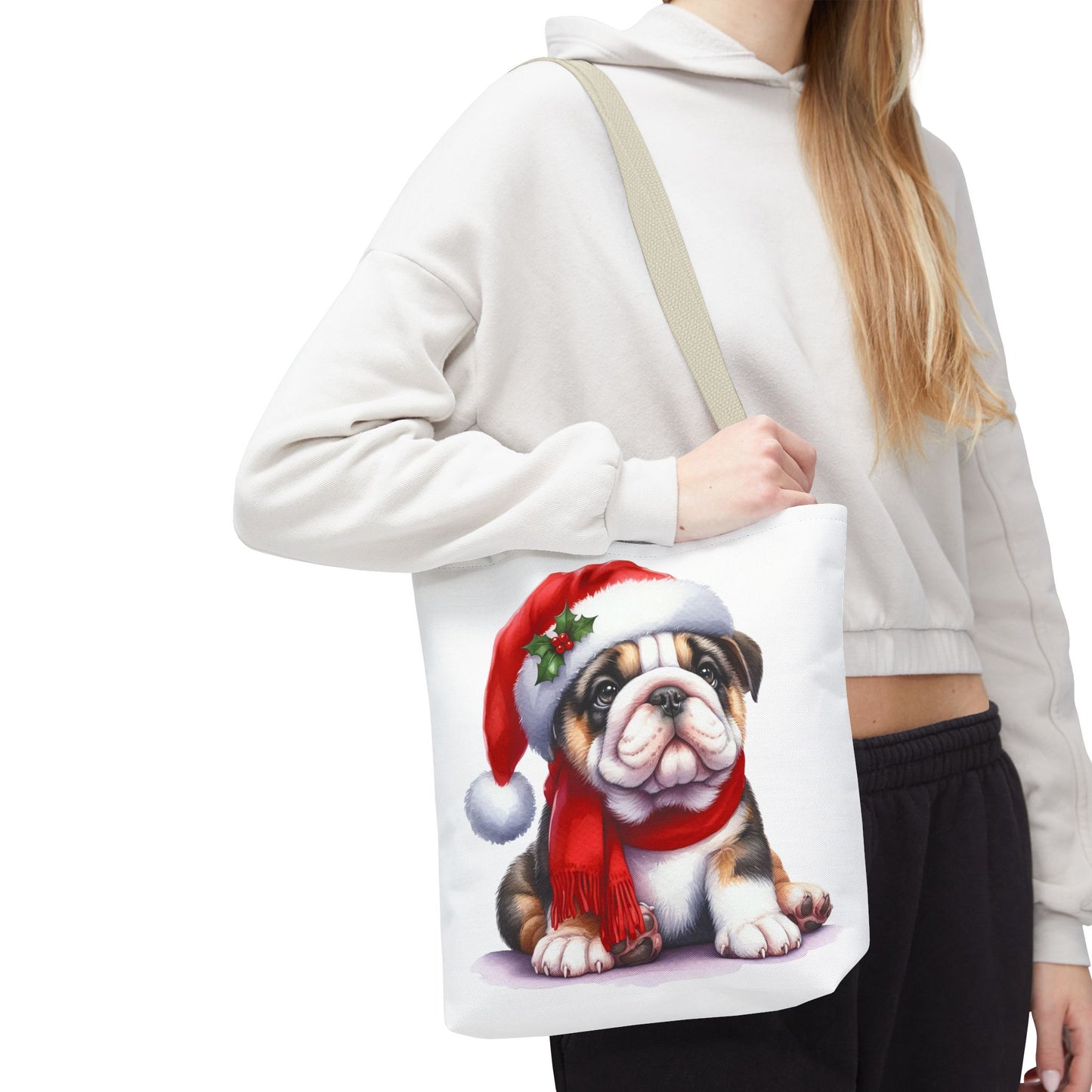 🎅 Bulldog Christmas Tote Bag – Cozy Holiday Style for Dog Lovers 🐾