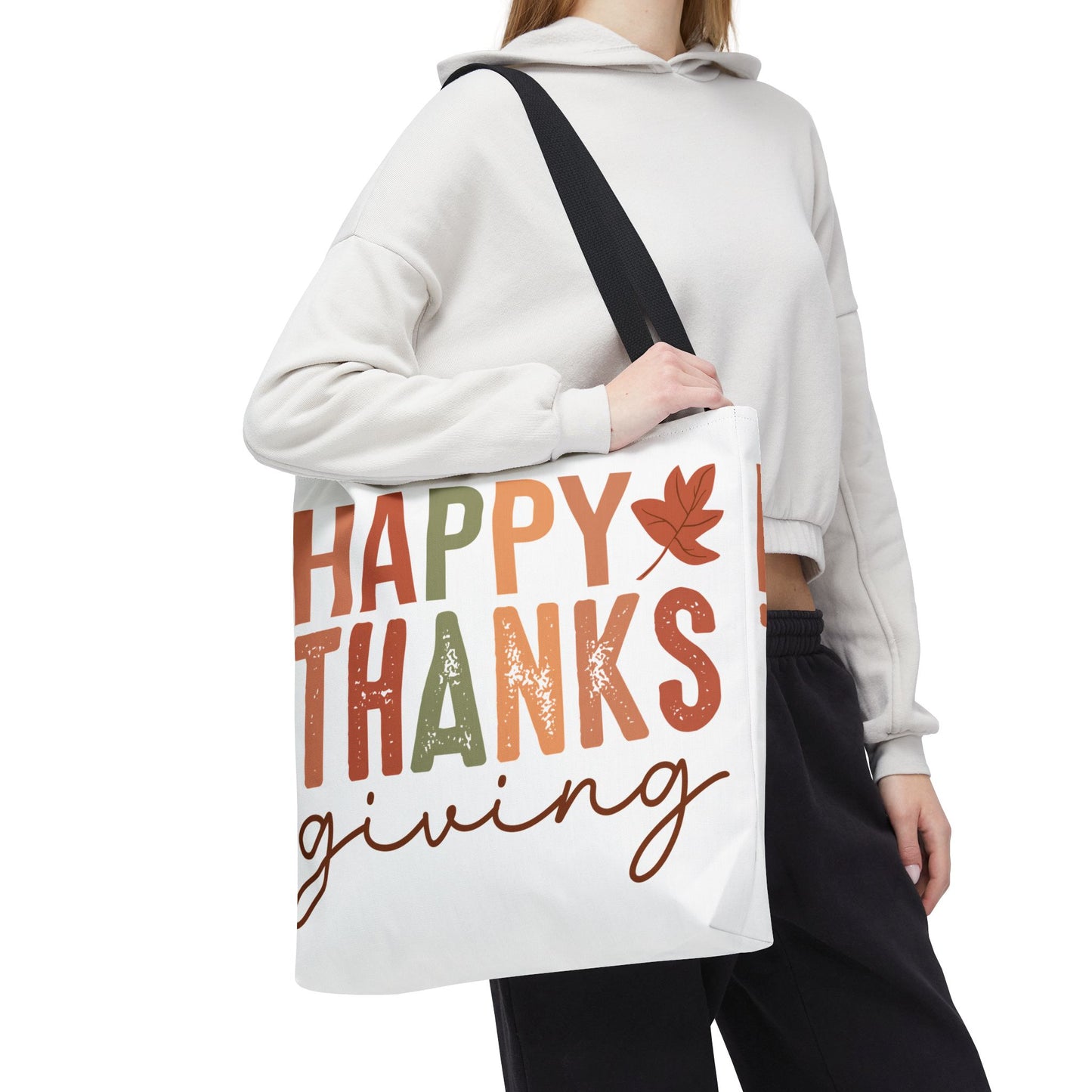 🍁 Rustic Happy Thanksgiving Tote Bag – Simple Charm for the Season 🍂🧡