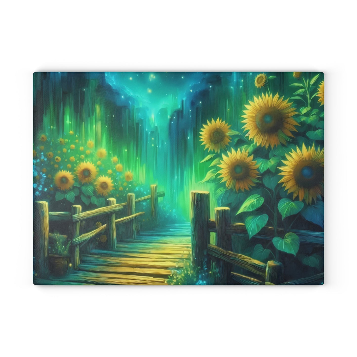 Tabla de cortar de vidrio templado con diseño de girasol: ¡Ilumina tu cocina!