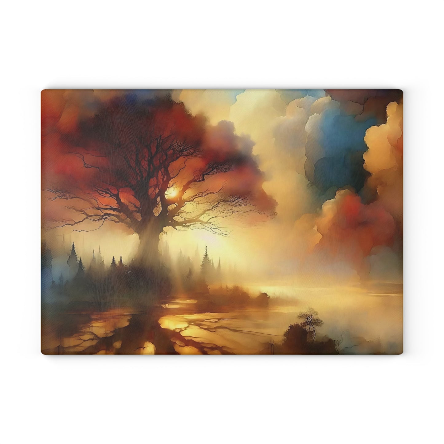 Tabla de cortar de acuarela, tabla de cortar de vidrio templado, tabla de charcutería, tabla de cortar, regalo de inauguración de la casa, tabla de cortar personalizada, regalo único