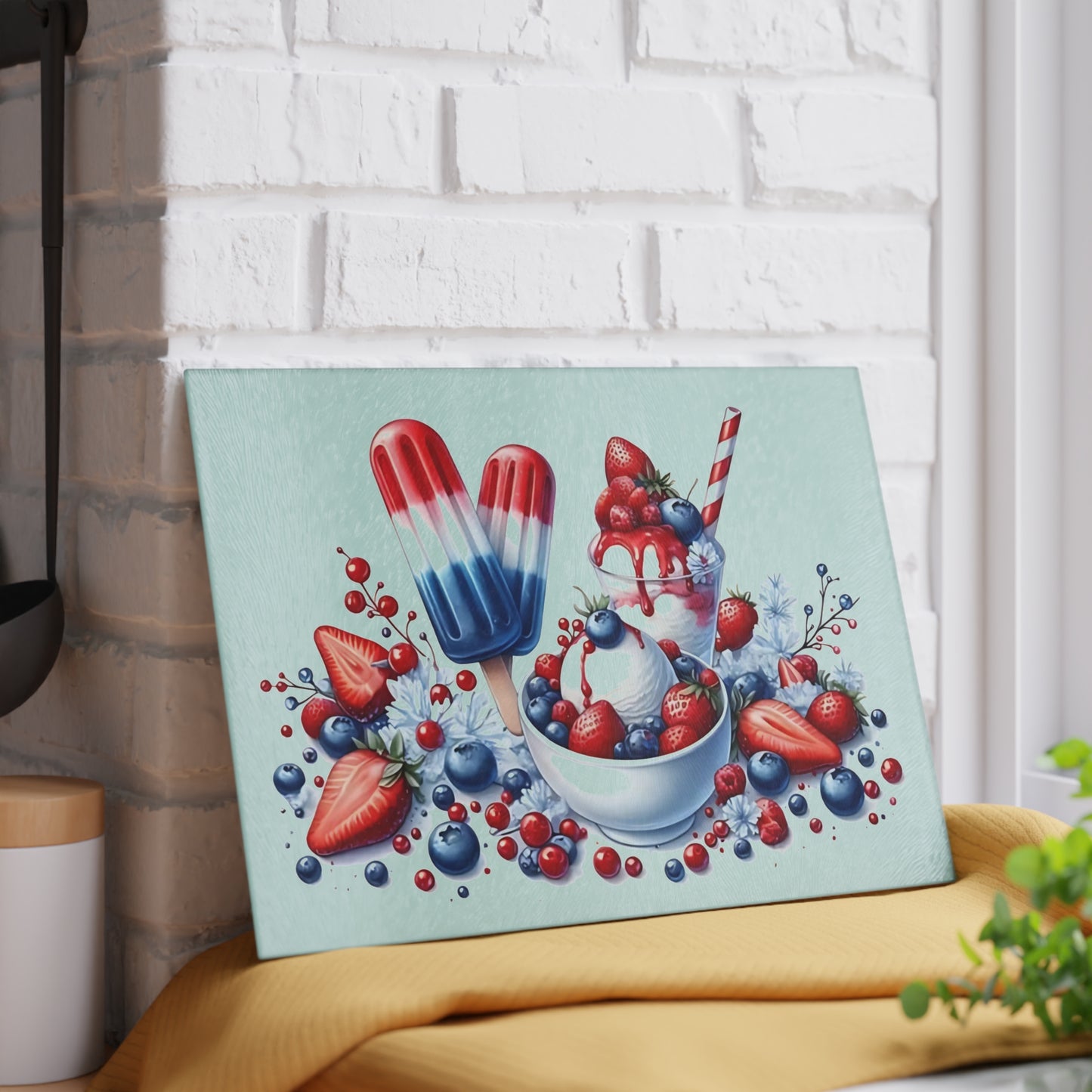 Tabla de cortar de vidrio para postres del 4 de julio: un dulce estilo patriótico para celebraciones de verano