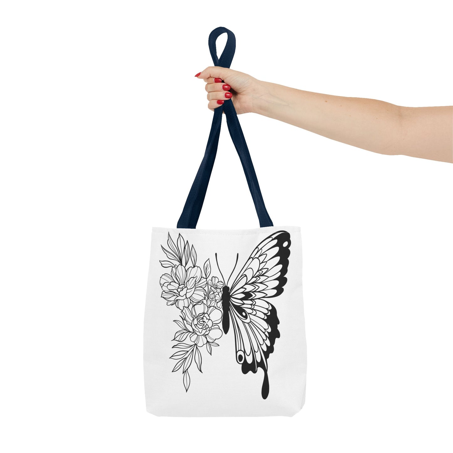🦋 Black & White Butterfly Floral Tote Bag – Elegant Simplicity in Every Carry 🌸👜