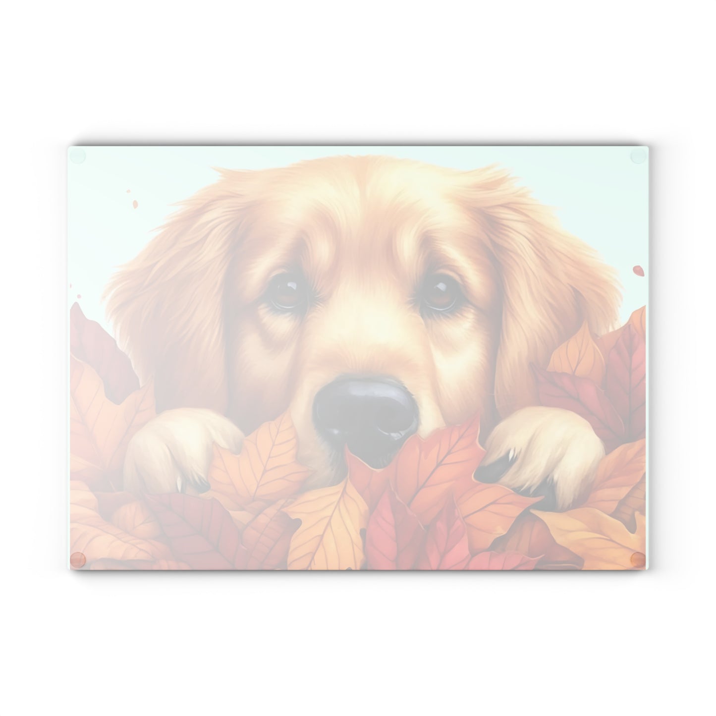 🍂🐾 Golden Retriever Autumn Leaves Cutting Board – Cozy Fall Kitchen Charm with Puppy Love 🐕🍁