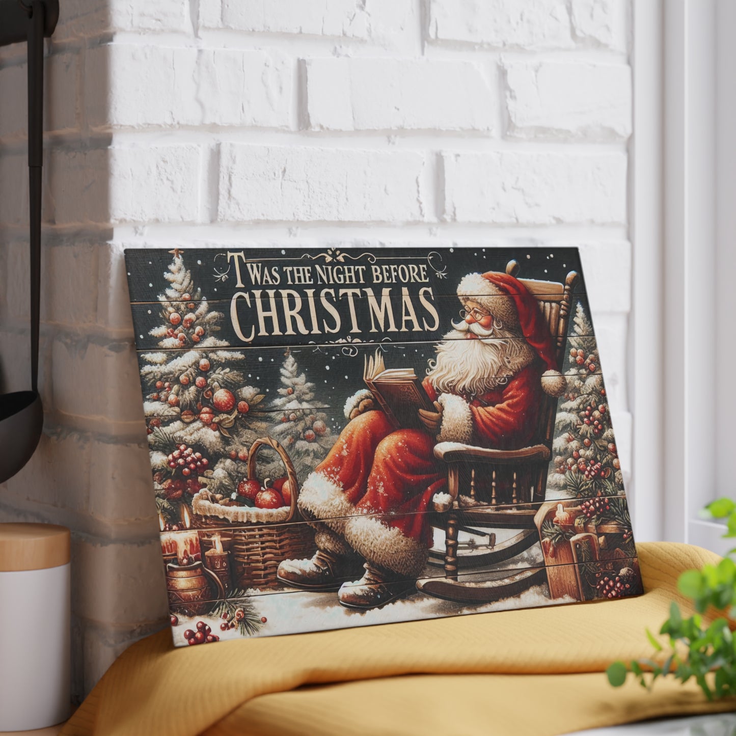 🎅📖 Twas the Night Before Christmas Cutting Board – Classic Santa Holiday Kitchen Décor 🎄✨