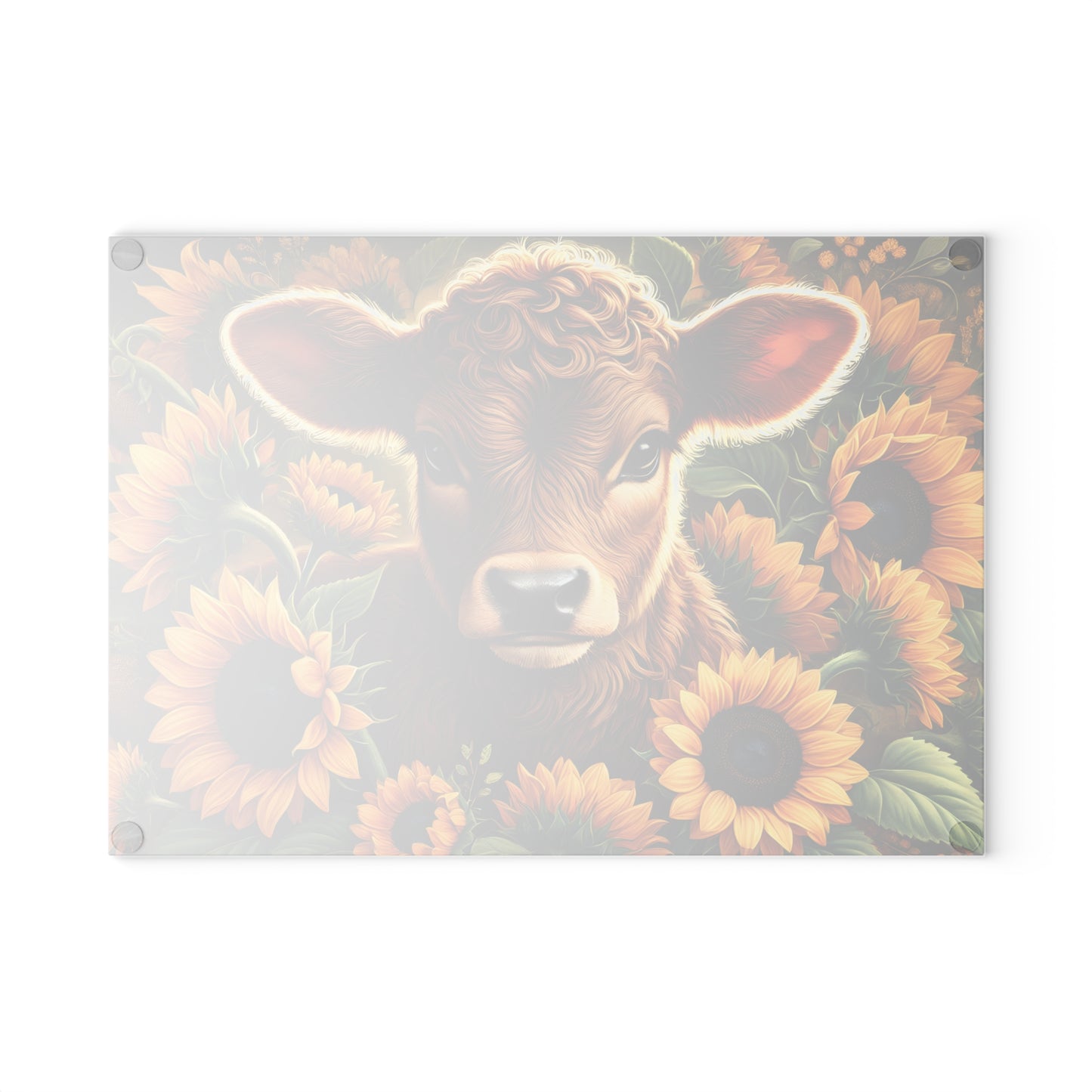 🌻 Sunflower Calf Cutting Board – Golden Blooms & Country Charm for Your Kitchen