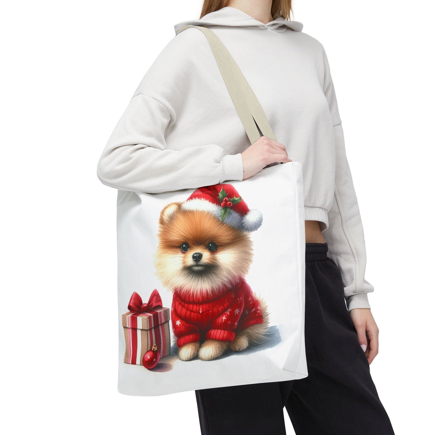🎄 Pomeranian Christmas Tote Bag – Cozy Fluff & Festive Cheer 🎁🐾