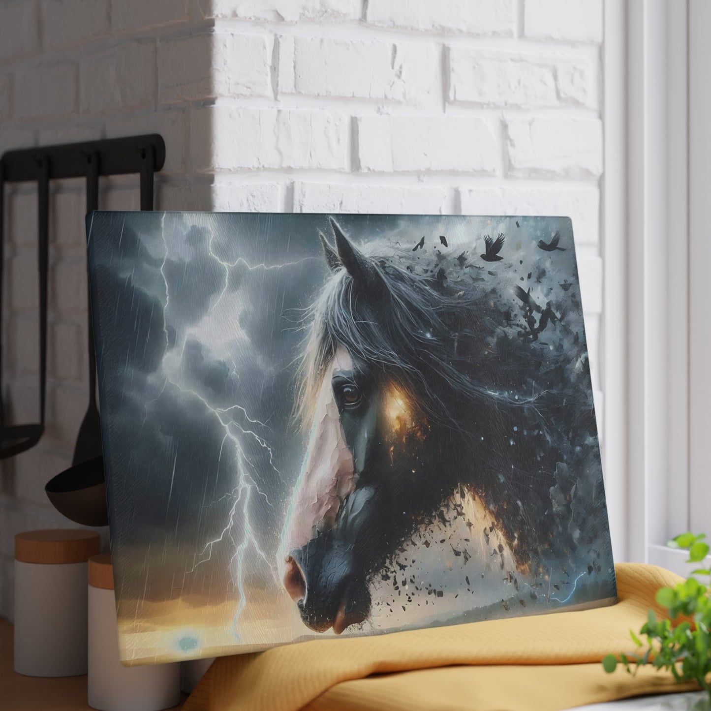 Tabla de cortar de caballo, tabla de cortar de vidrio templado, tabla de charcutería, tabla de cortar, regalo de inauguración de la casa, tabla de cortar personalizada