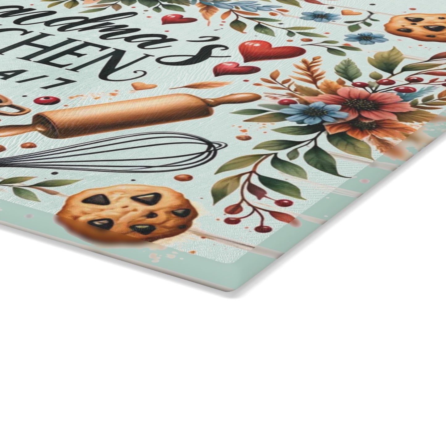 🍪❤️ Grandma’s Kitchen Cutting Board – Whimsical Farmhouse Charm with Cookies & Flowers 🌻🥣