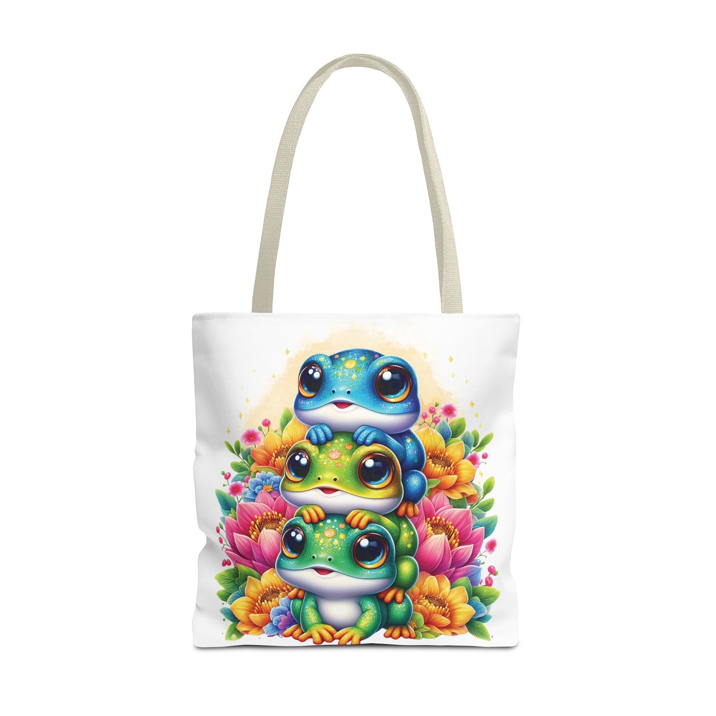 ๐ธ Stacked Frogs Floral Tote Bag โ Colorful Whimsy for Every Day ๐ธ๐