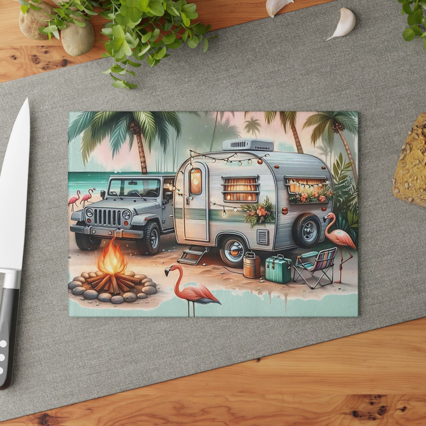 Tabla de cortar de vidrio templado para glamping en Florida