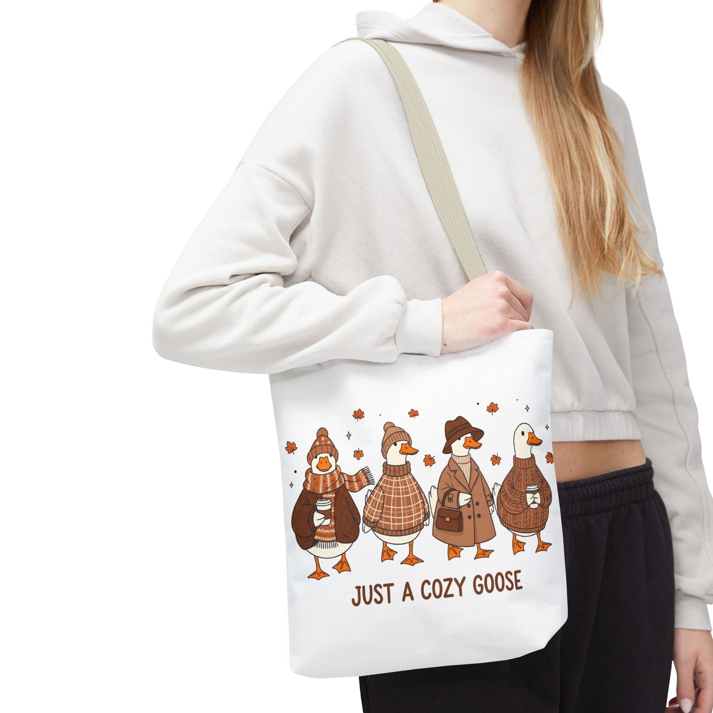 🪶 Just a Cozy Goose Tote Bag – Fall Fashion with Feathered Charm