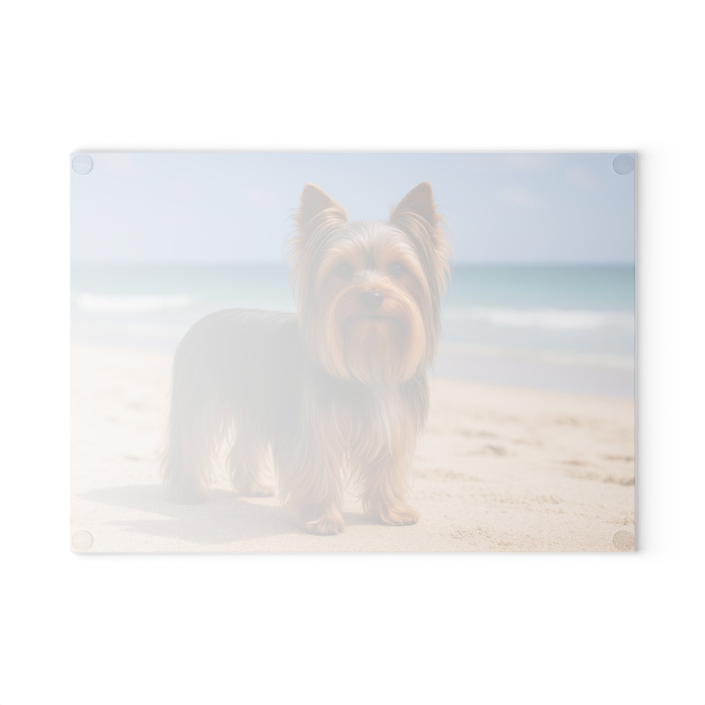 🐾🌊 Yorkie by the Ocean Cutting Board – Breezy Elegance for Your Kitchen 🌴