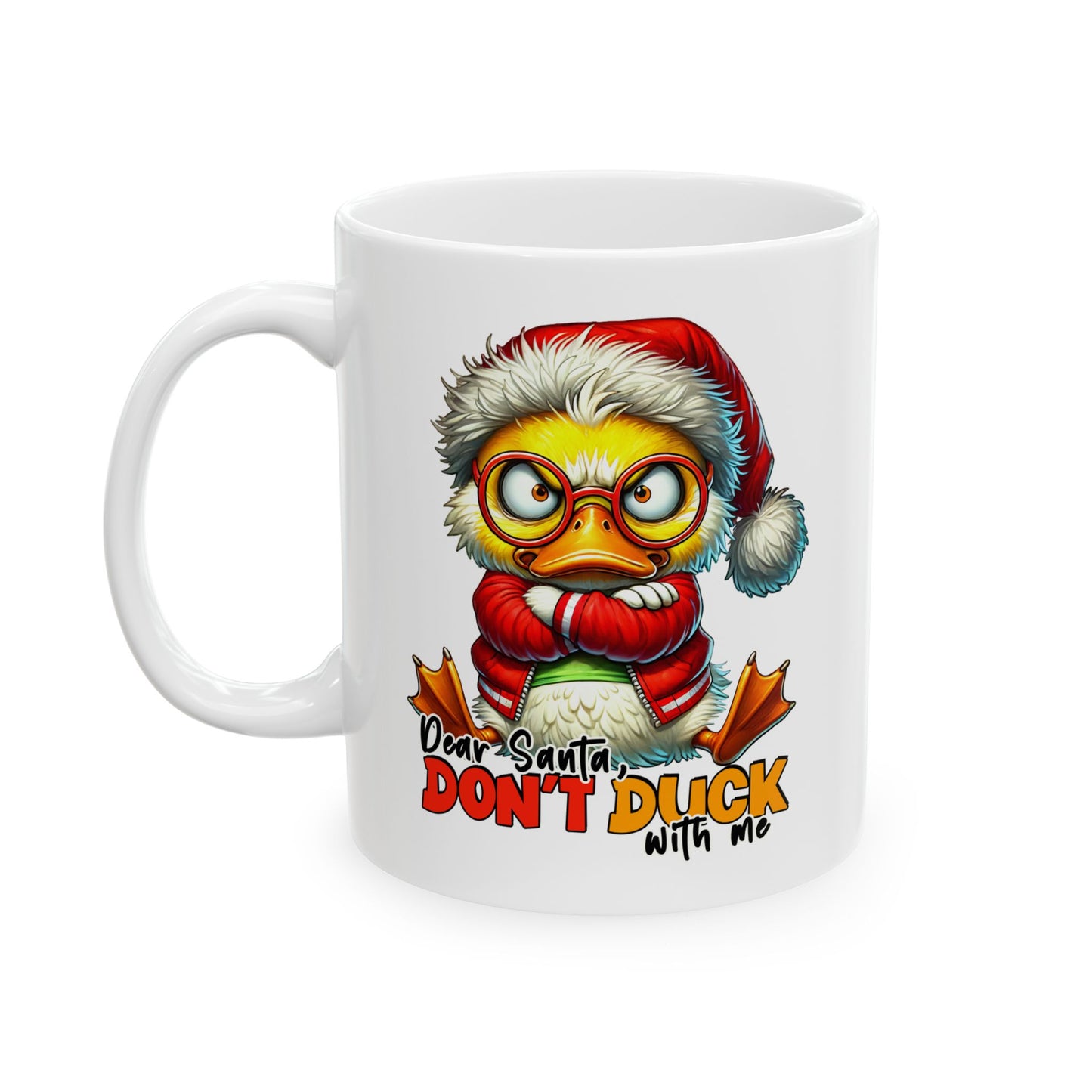 Querido Santa, no te agaches conmigo: divertida taza navideña con forma de pato para los espíritus navideños más atrevidos.