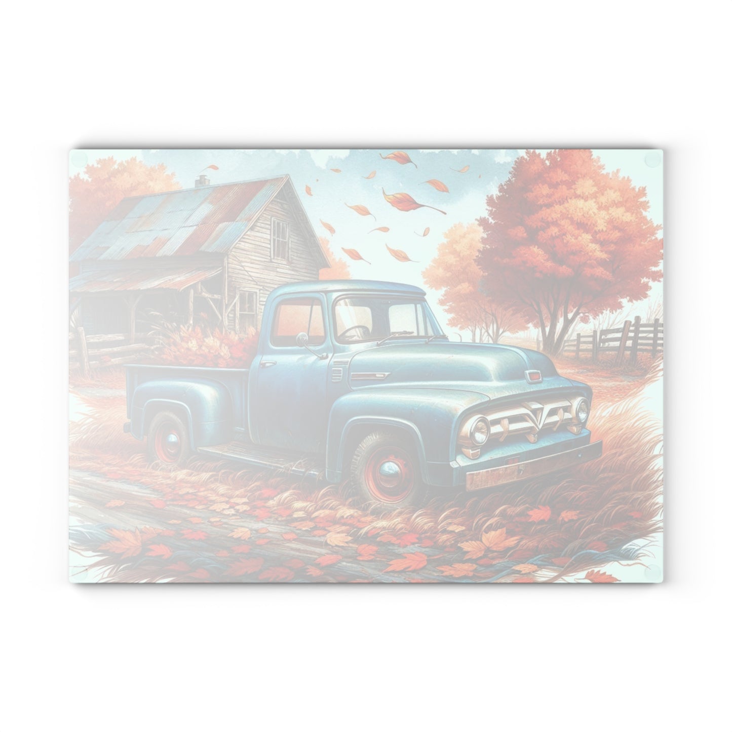 🚜 Vintage Blue Truck Cutting Board – Country Charm & Fall Nostalgia for Your Kitchen