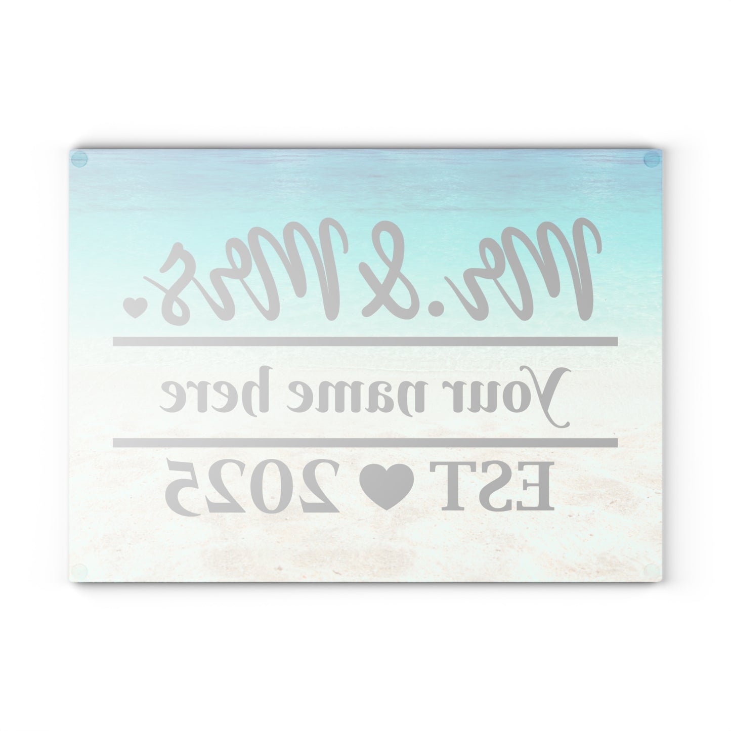 Tabla de cortar turquesa "Sr. y Sra." - Regalo de boda personalizado con nombre y año